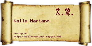 Kalla Mariann névjegykártya